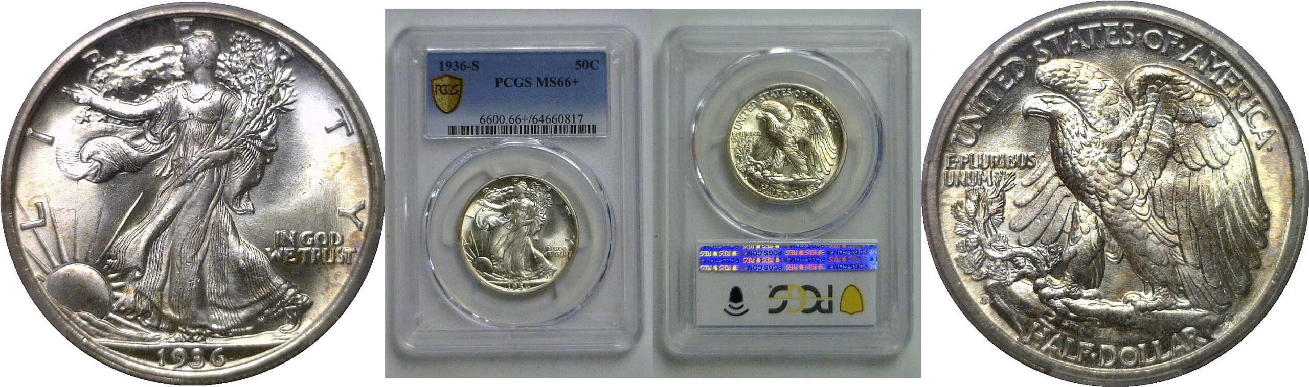 1936-S Walking Liberty Half Dollar   PCGS MS-66+