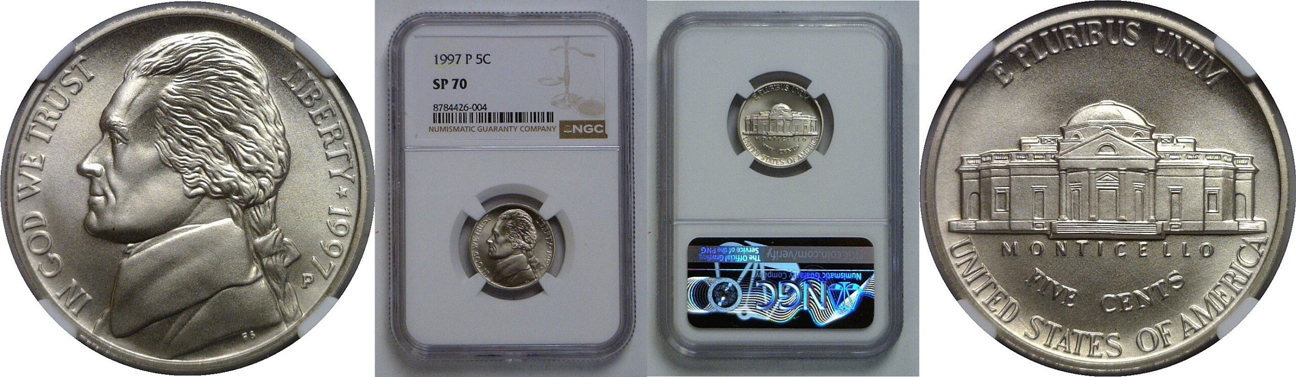 1997-P  Jefferson Nickel   NGC SP-70