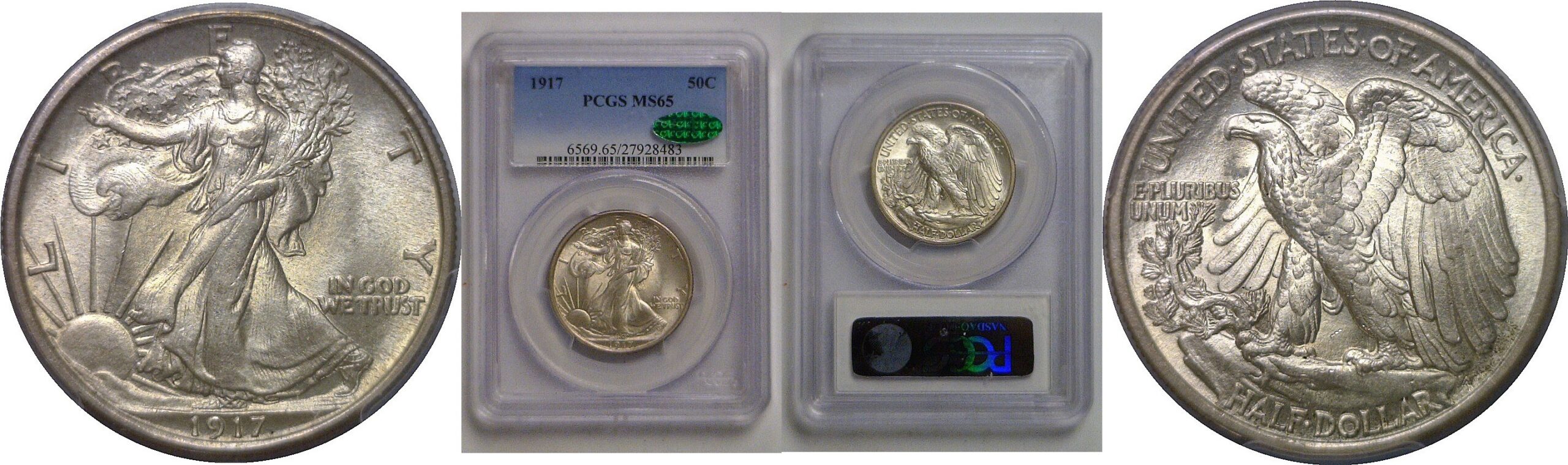 1917 Walking Liberty Half Dollar   PCGS MS-65  CAC