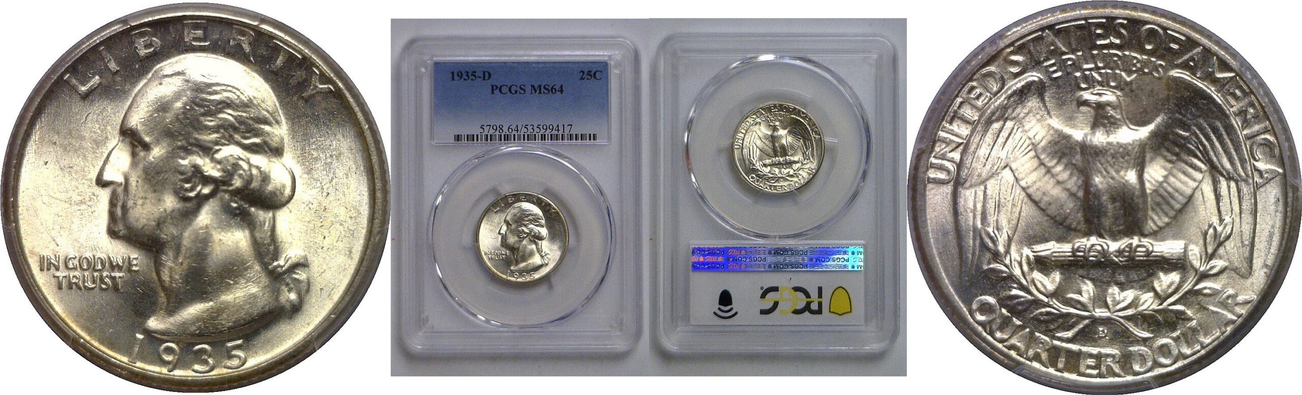 1935-D Washington Quarter   PCGS MS-64