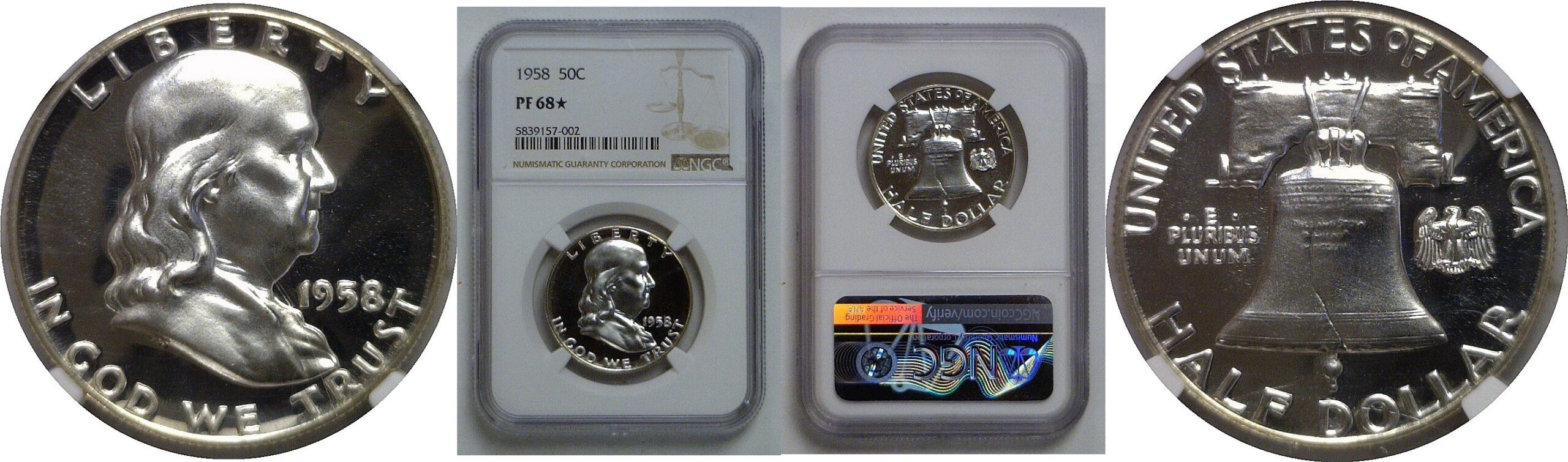 1958 Franklin Half Dollar   NGC PF-68 Star