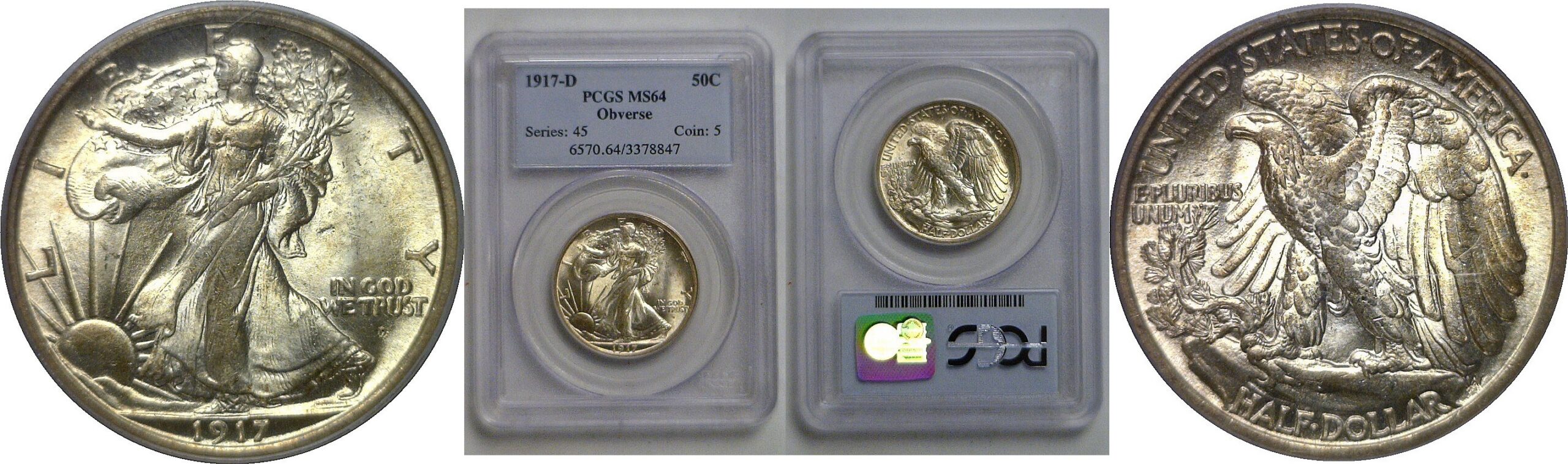 1917-D Obverse   Walking Liberty Half Dollar   PCGS MS-64
