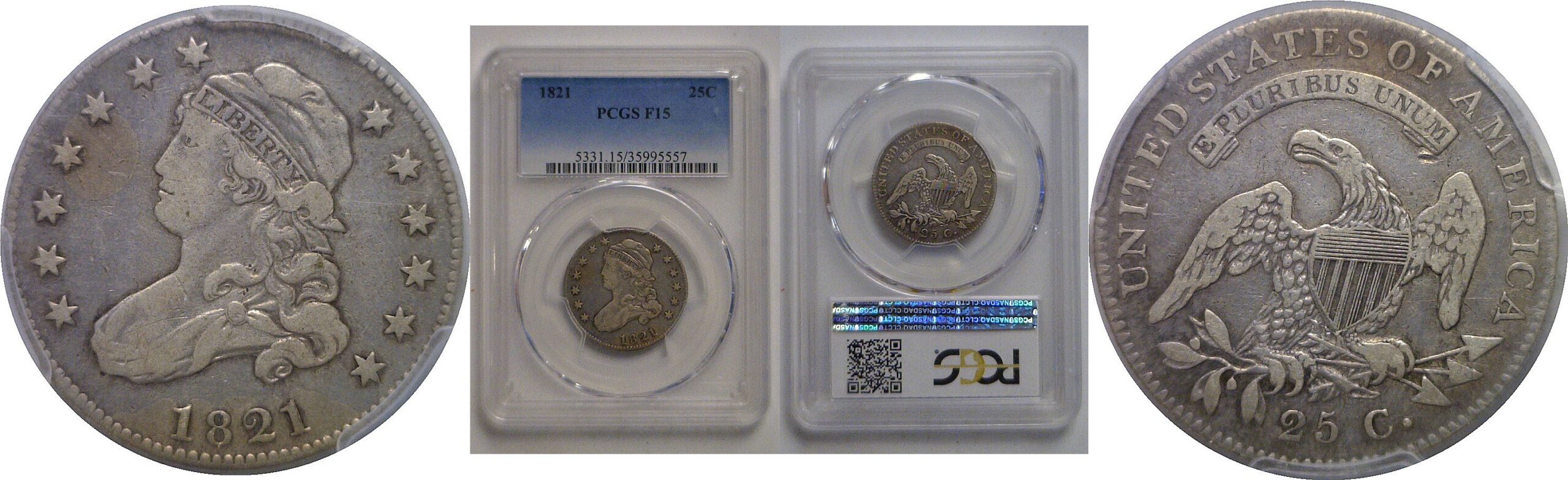 1821 Bust Quarter   PCGS F-15