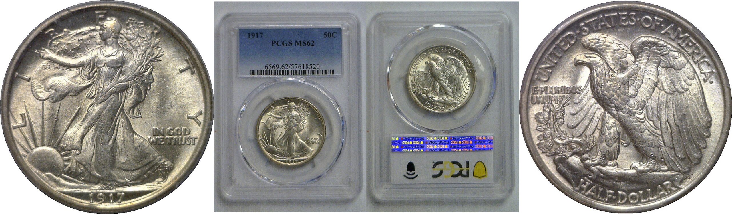 1917 Walking Liberty Half Dollar   PCGS MS-62