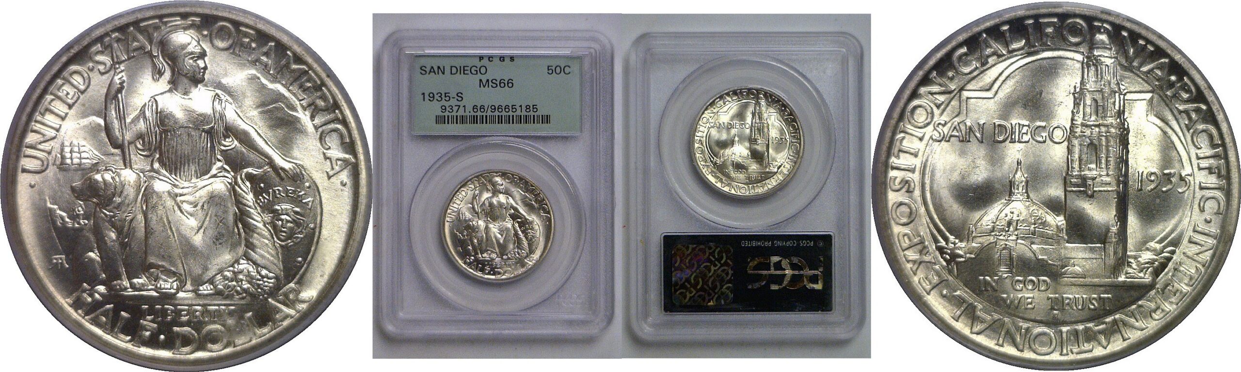 1935-S San Diego Commemorative Half Dollar   PCGS MS-66