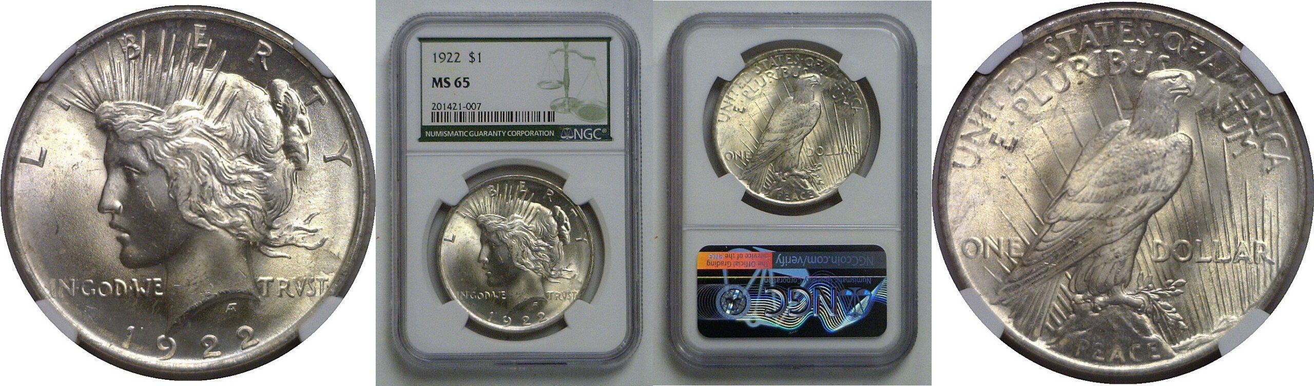 1922 Peace Dollar   NGC MS-65