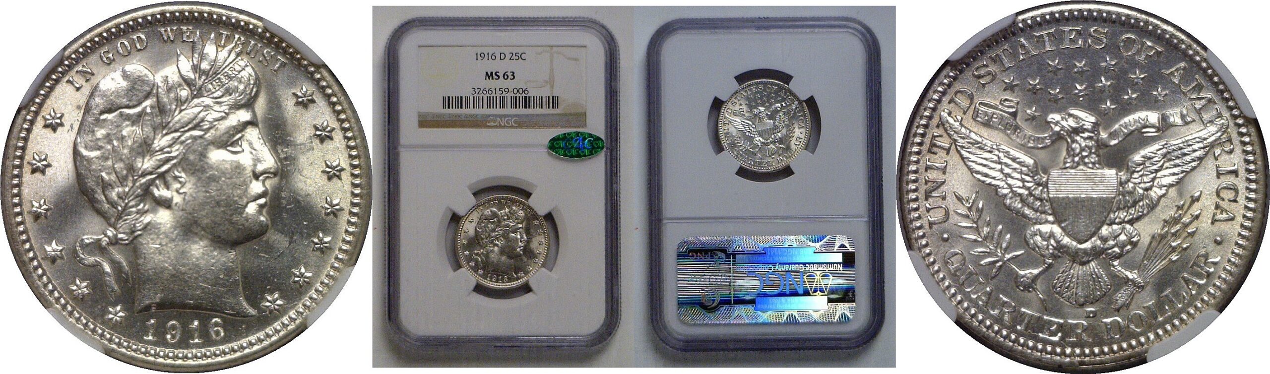 1916-D Barber Quarter   NGC MS-63  CAC