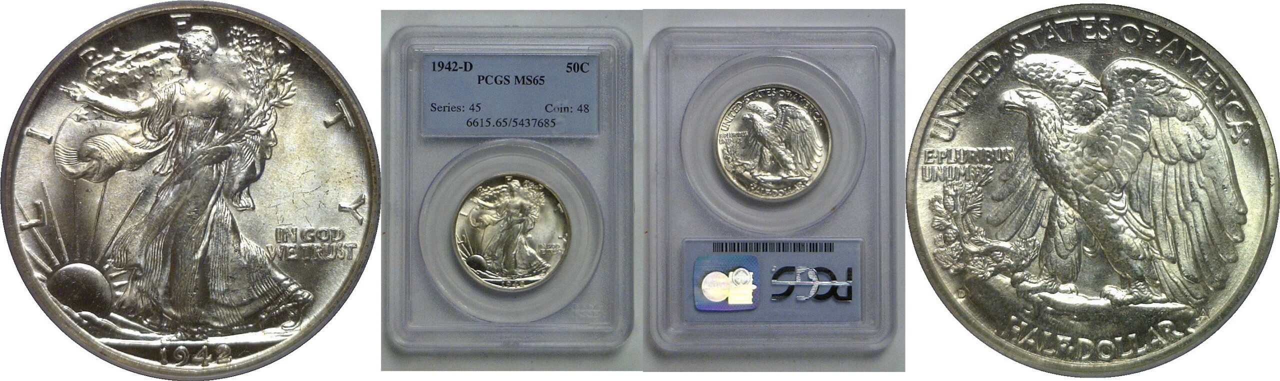 1942-D Walking Liberty Half Dollar   PCGS MS-65