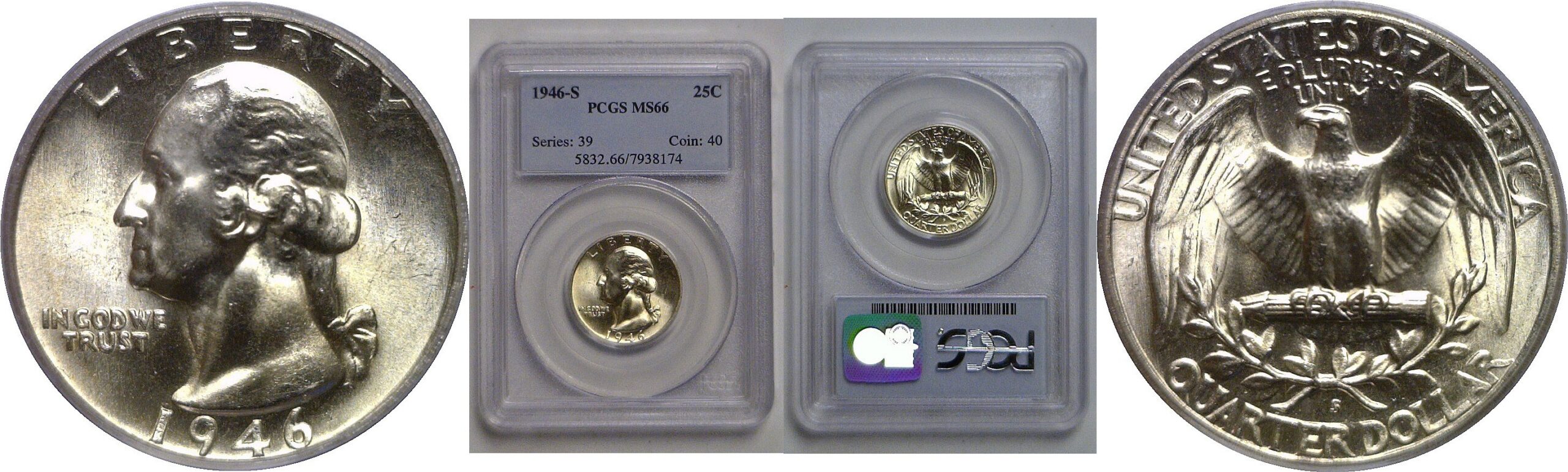 1946-S Washington Quarter   PCGS MS-66