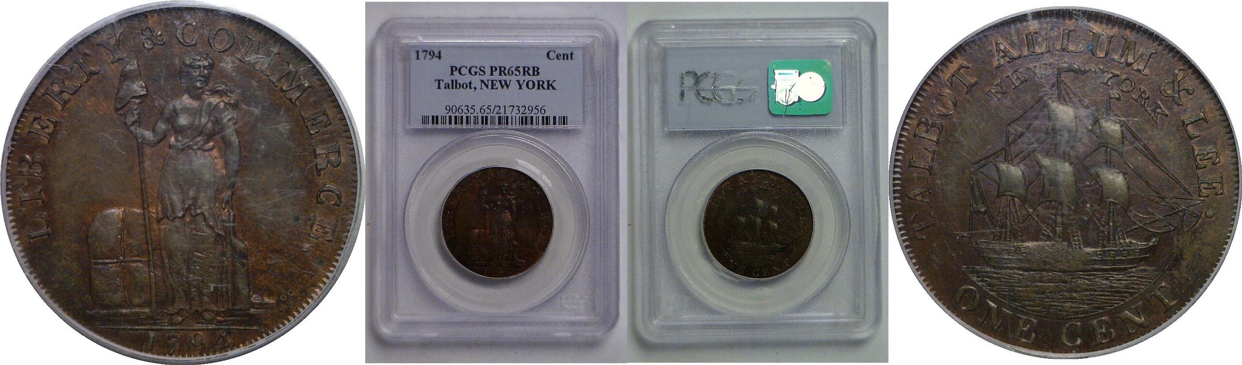 1794 Talbot, Allum & Lee Cent, With NEW YORK   PCGS PR-65 RB
