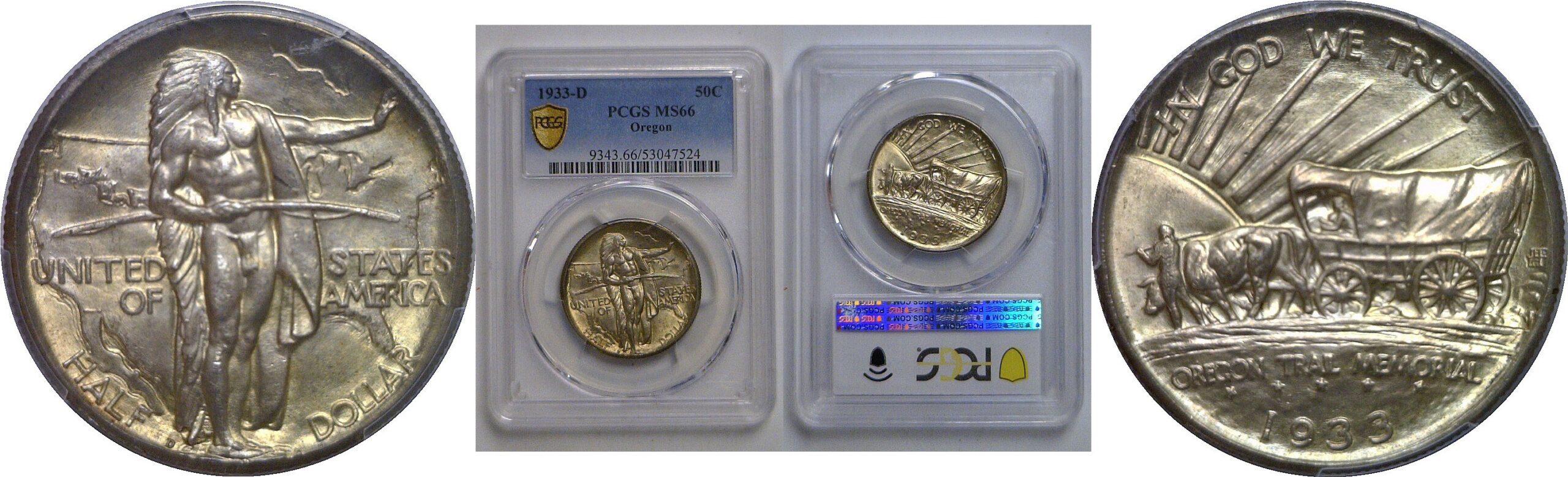 1933-D Oregon Trail Commemorative Half Dollar   PCGS MS-66