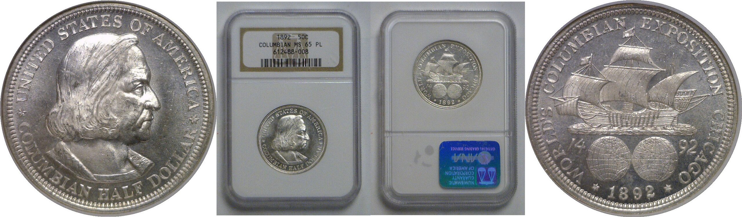 1892 Columbian Exposition Commemorative Half Dollar   NGC MS-65 PL