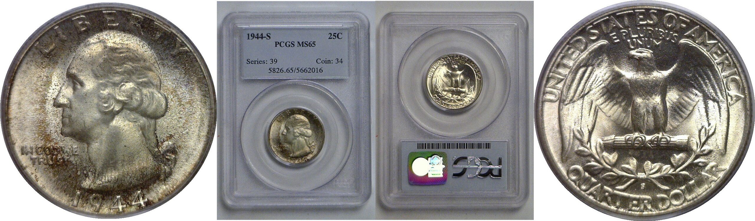 1944-S Washington Quarter   PCGS MS-65