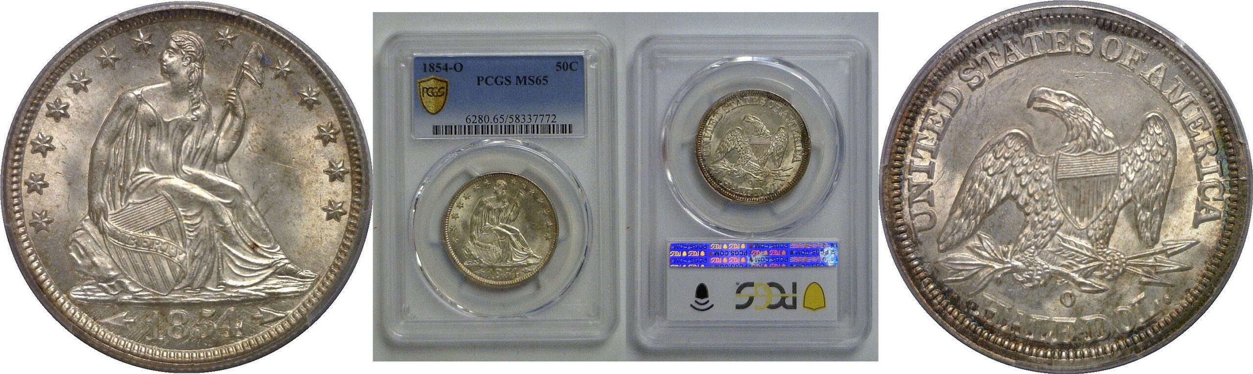 1854-O Seated Liberty Half Dollar   PCGS MS-65