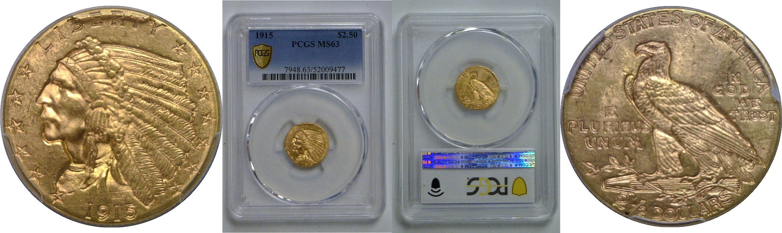 1915 $2 1/2 Indian   PCGS MS-63