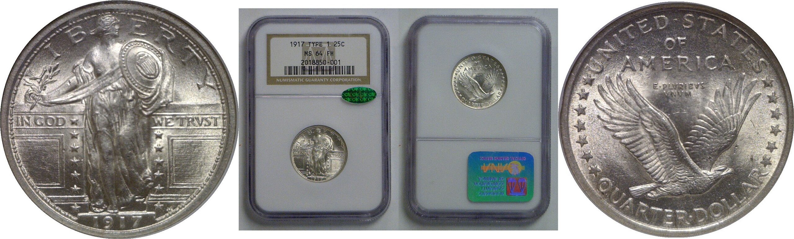 1917 T-1   Standing Liberty Quarter   NGC MS-64 FH  CAC