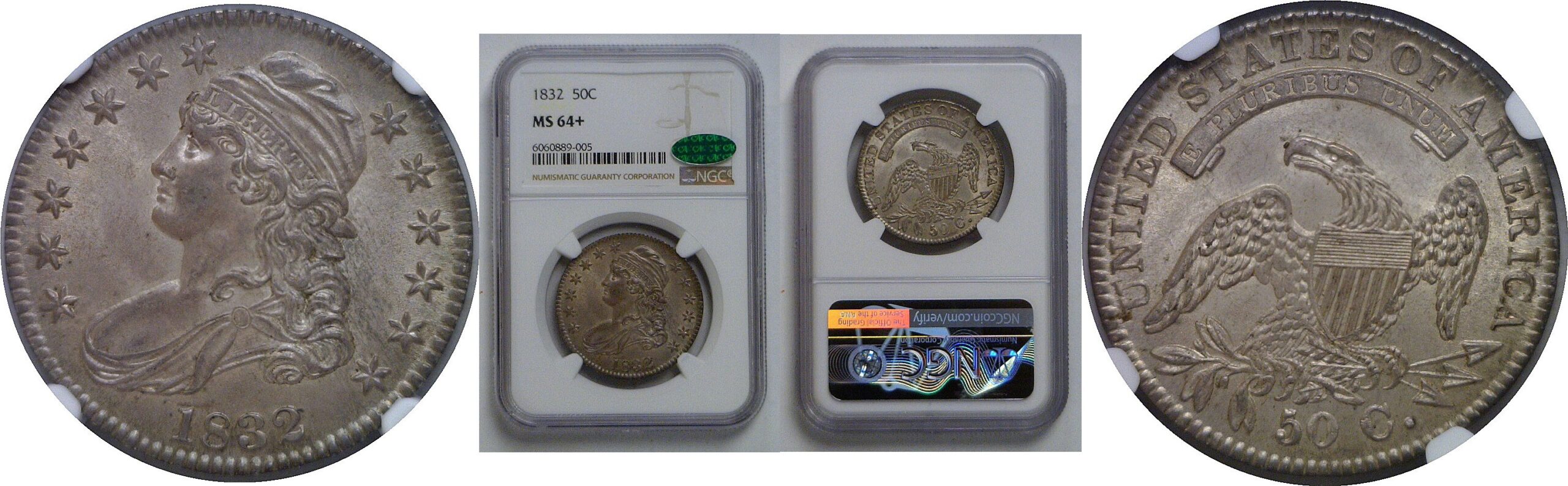 1832 Bust Half Dollar   NGC NS-64+  CAC