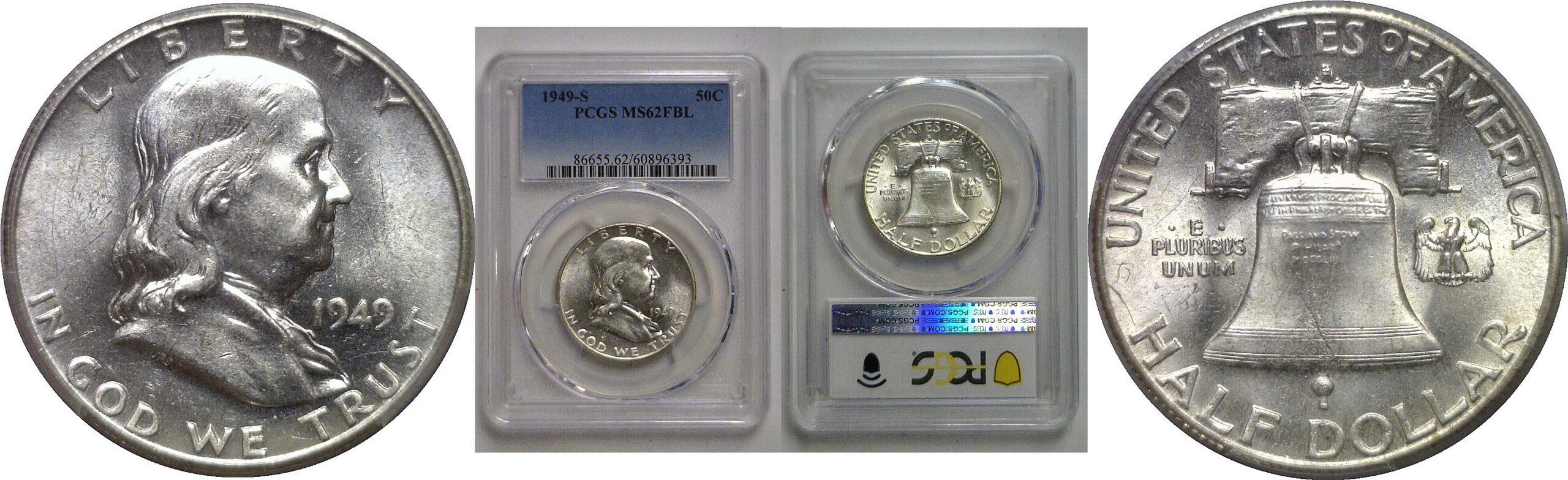 1949-S Franklin Half Dollar   PCGS MS-62 FBL