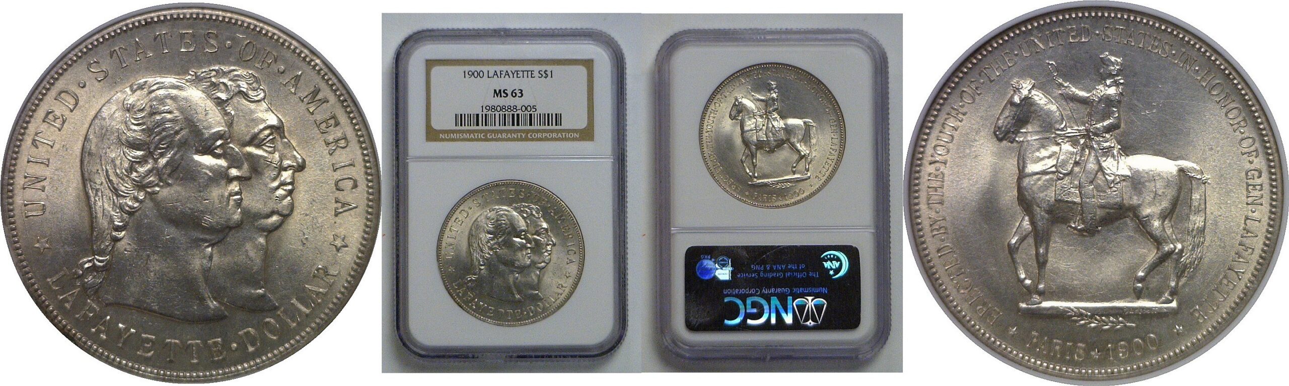 1900 Lafayette Dollar Silver Commemorative   NGC MS-63
