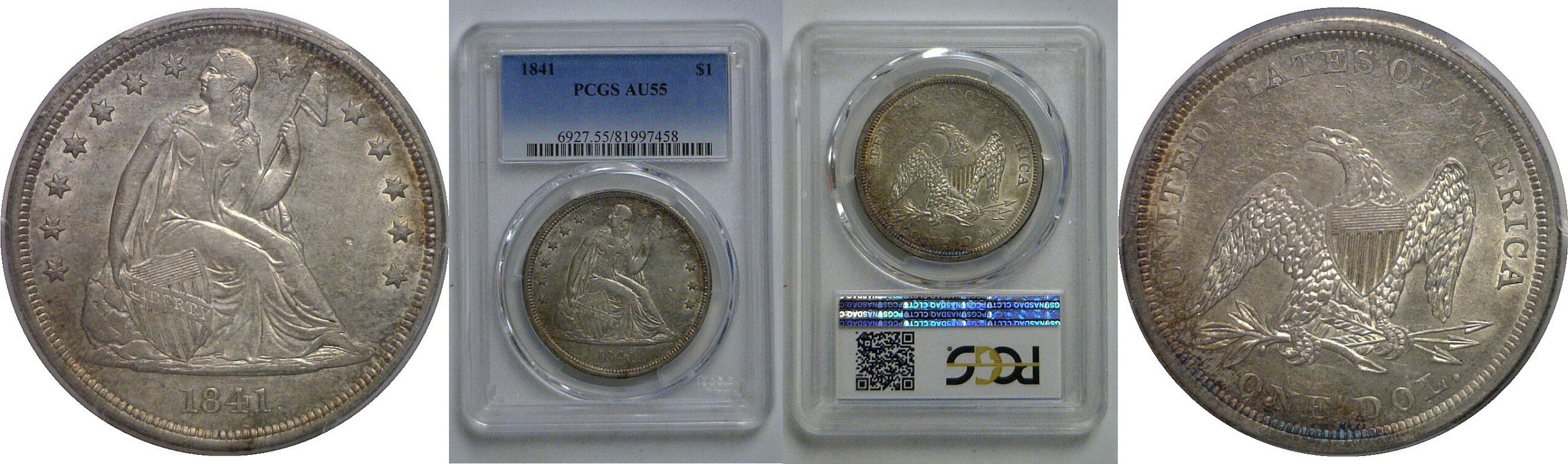 1841 Seated Liberty Dollar   PCGS AU-55