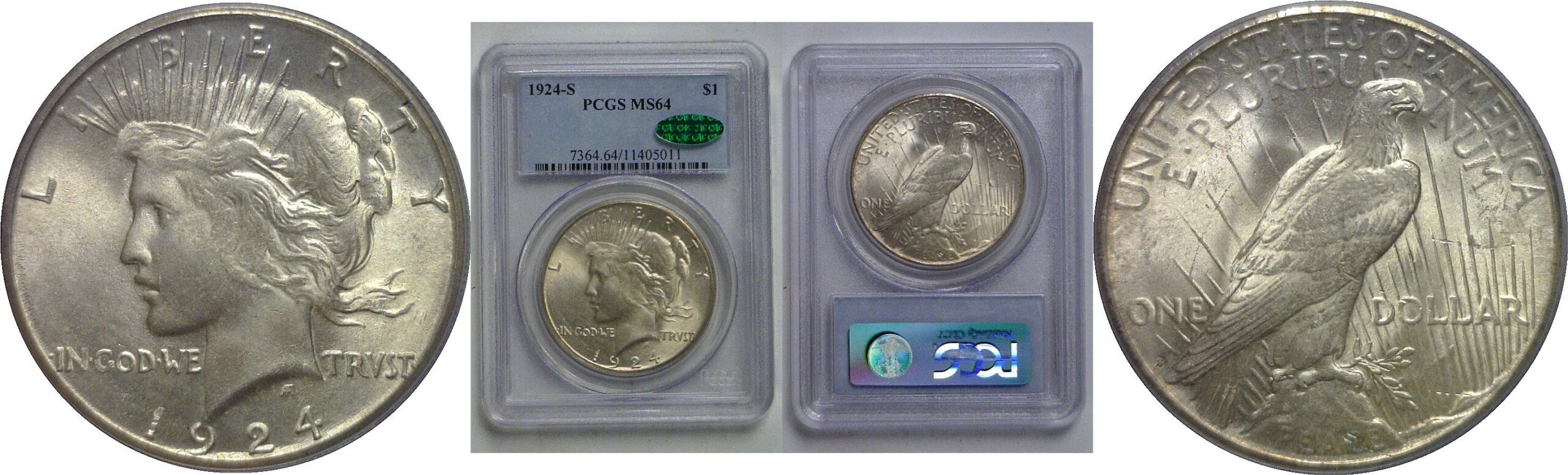 1924-S Peace Dollar   PCGS MS-64  CAC