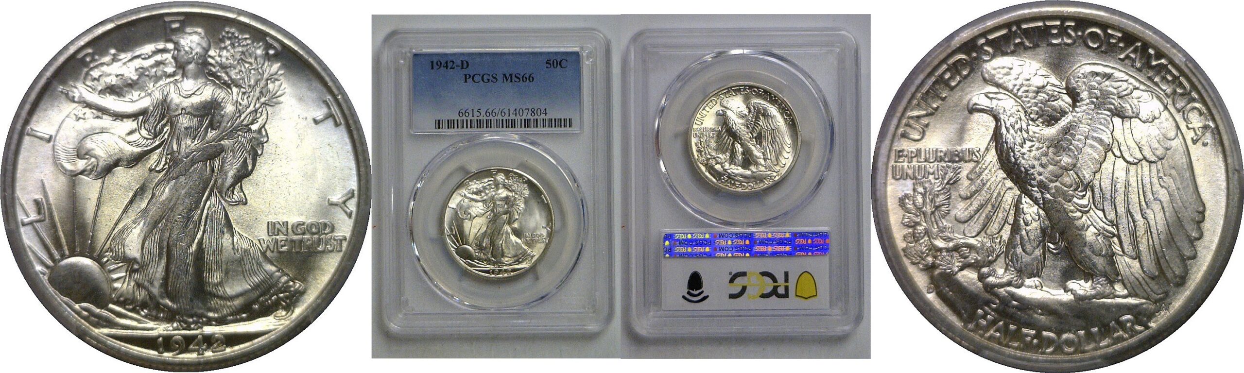 1942-D Walking Liberty Half Dollar   PCGS MS-66