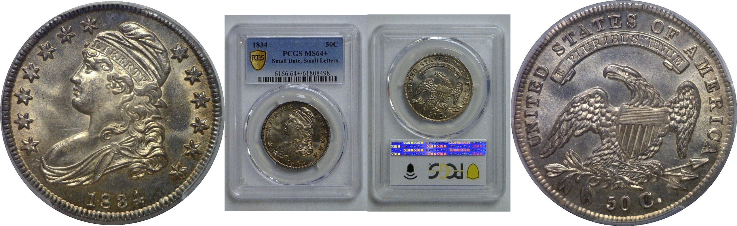 1834 Bust Half Dollar   PCGS MS-64+