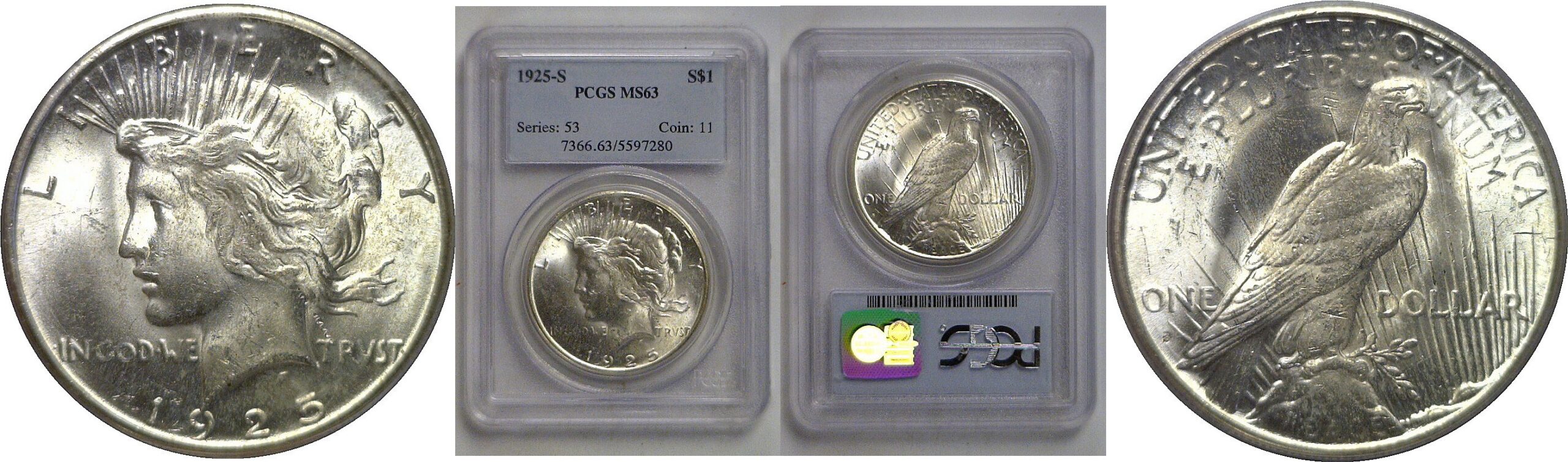 1925-S Peace Dollar   PCGS MS-63