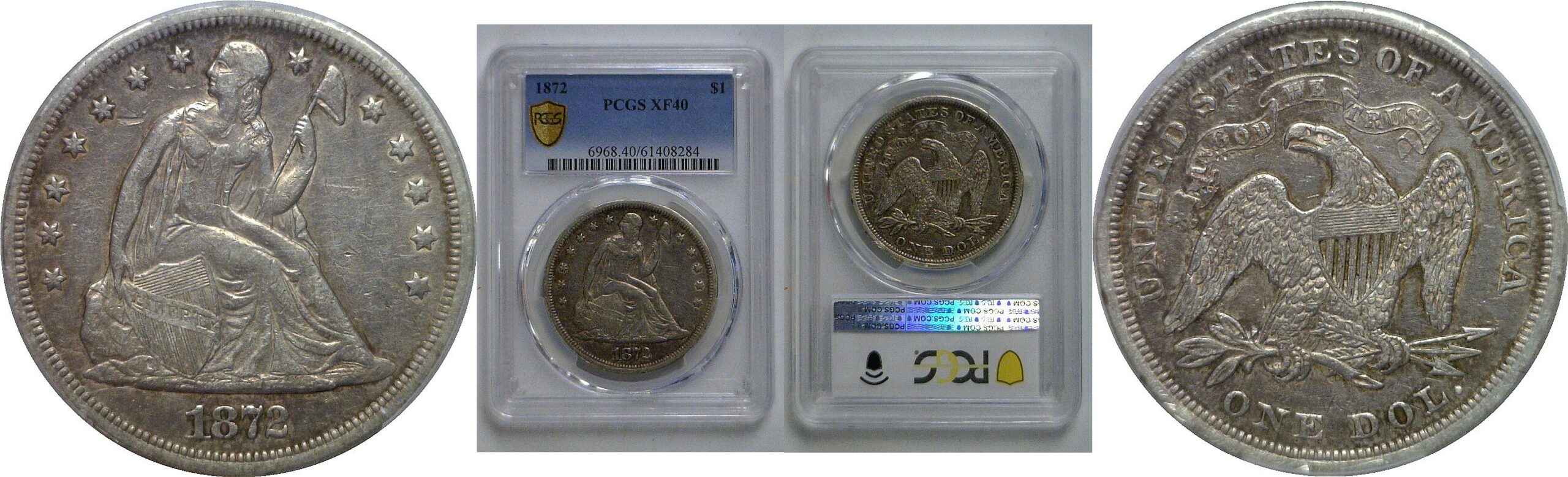 1872 Seated Liberty Dollar   PCGS XF-40