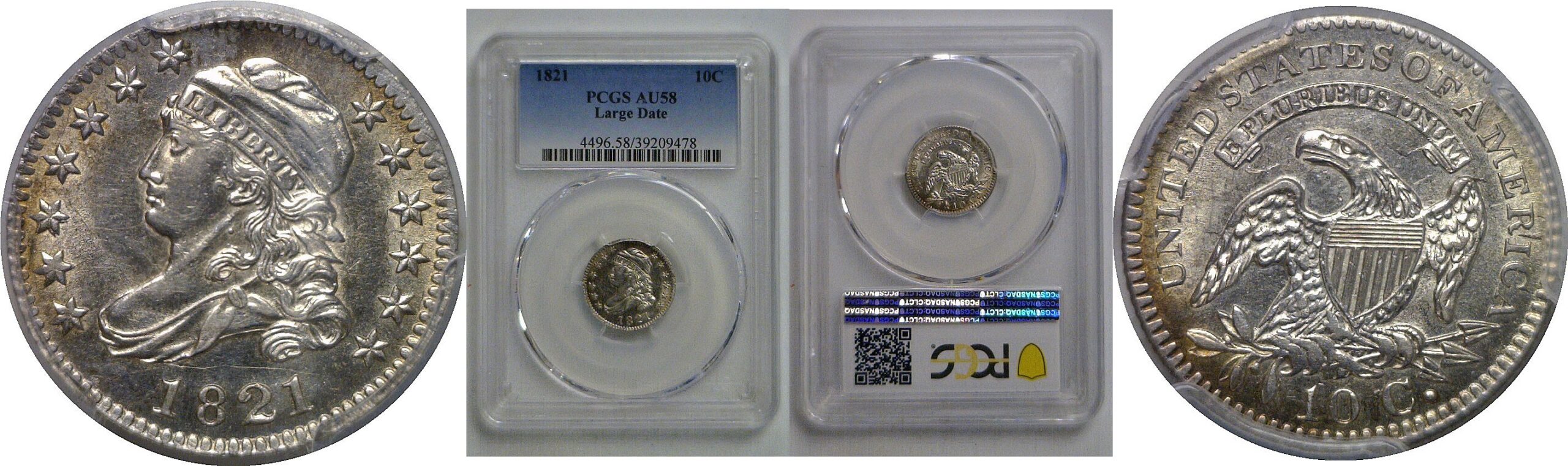 1821 Bust Dime   PCGS AU-58