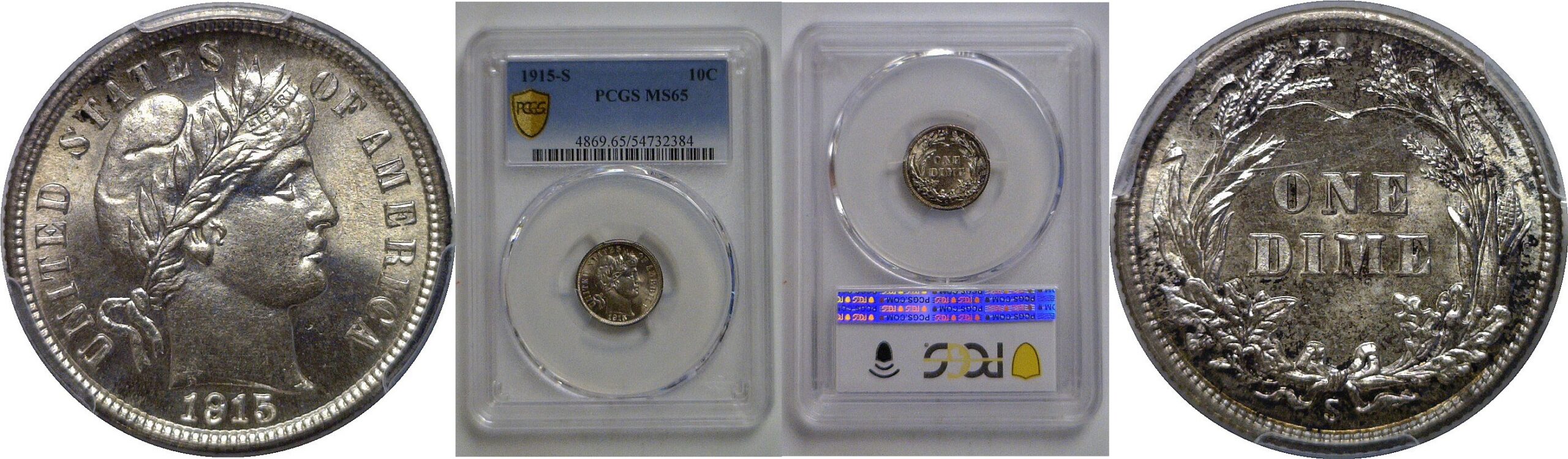 1915-S Barber Dime   PCGS MS-65