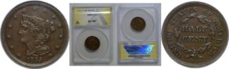 1855 Half Cent   ANACS AU-50