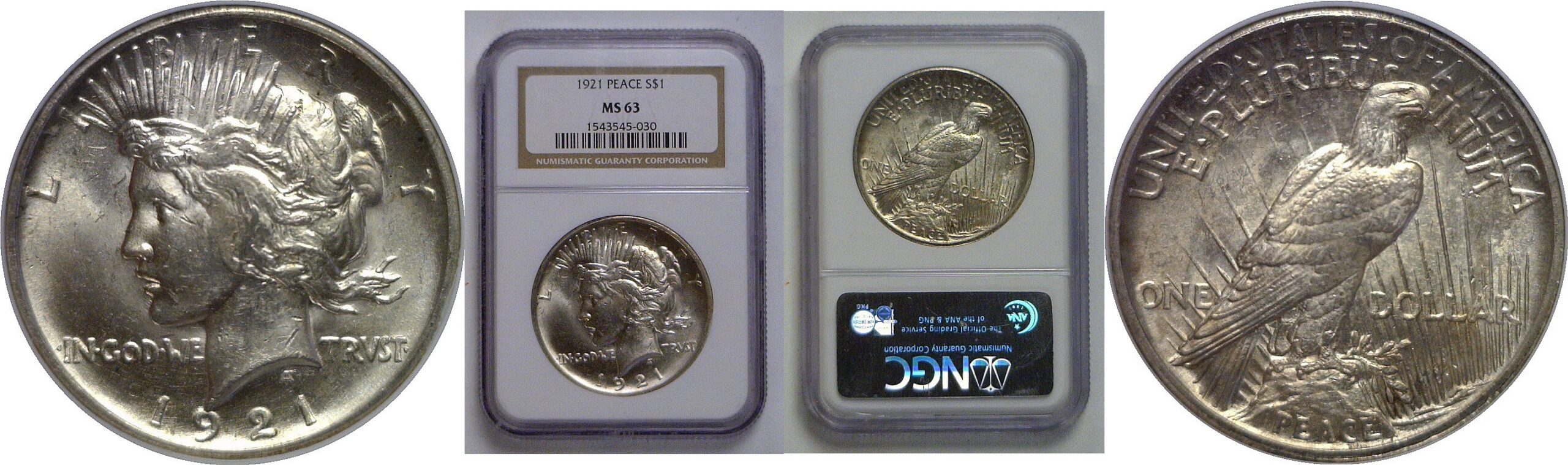 1921 Peace Dollar   NGC MS-63