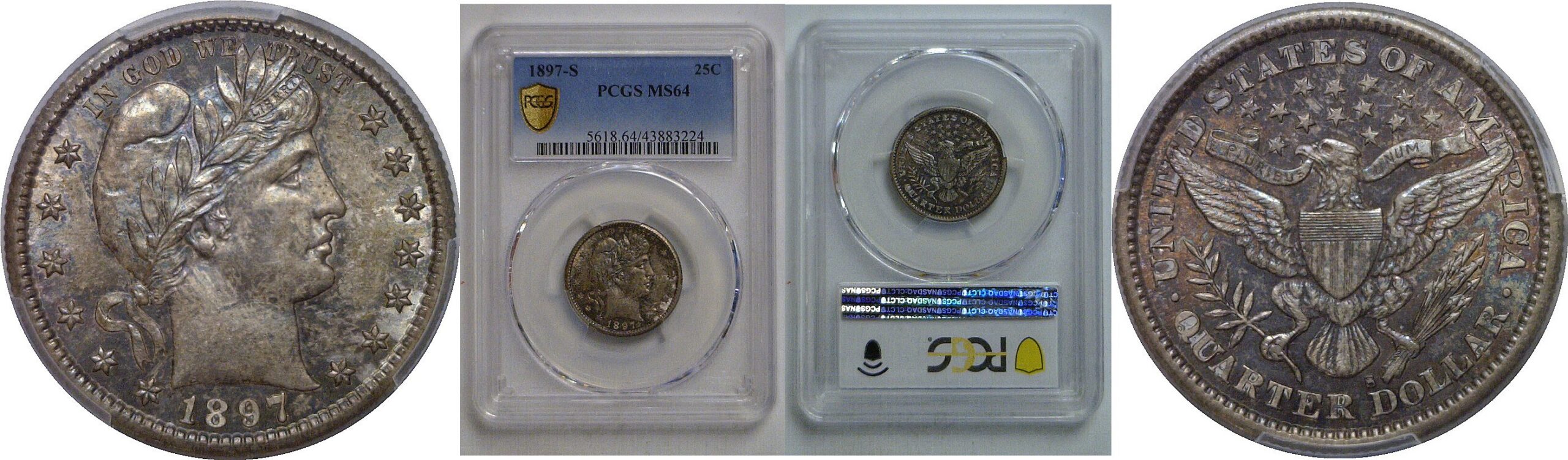 1897-S Barber Quarter   PCGS MS-64