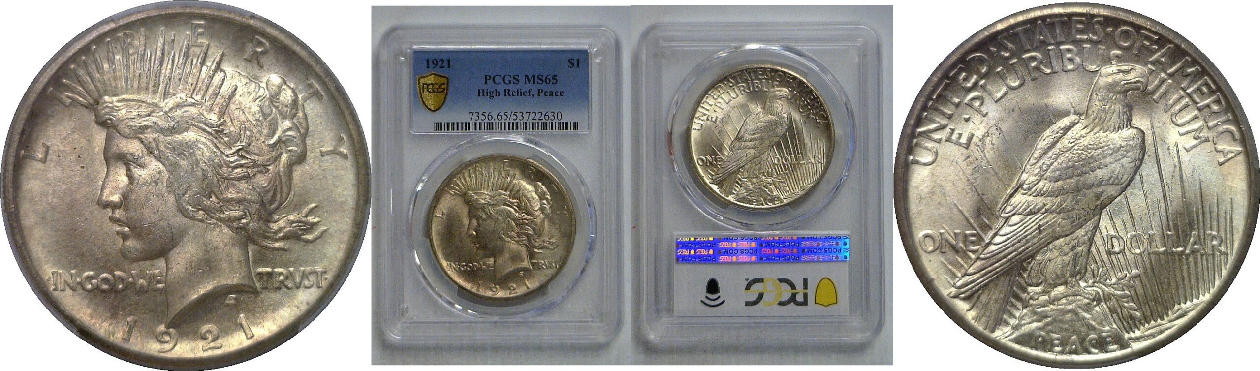 1921 Peace Dollar   PCGS MS-65