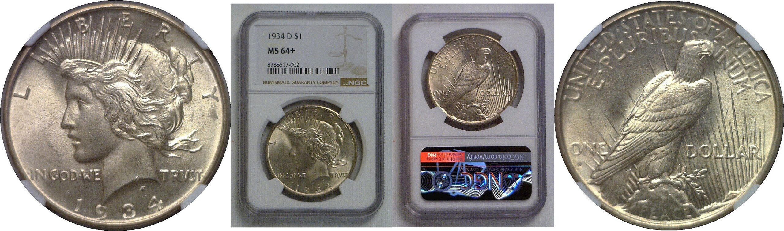1934-D Peace Dollar   NGC MS-64+