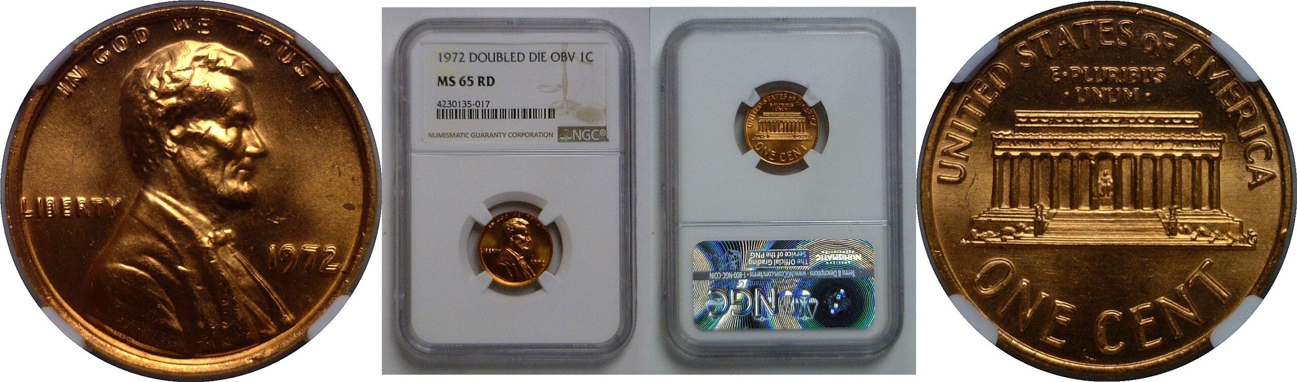 1972 Doubled Die Obverse   Lincoln Cent   NGC MS-65 RD