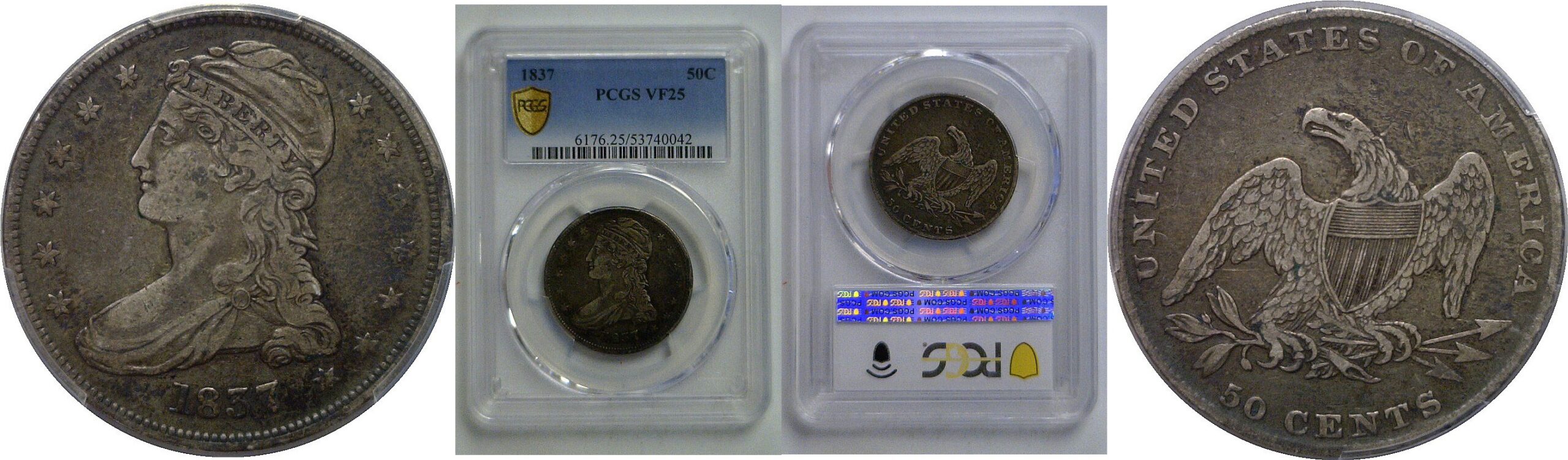 1837 Bust Half Dollar   PCGS VF-25
