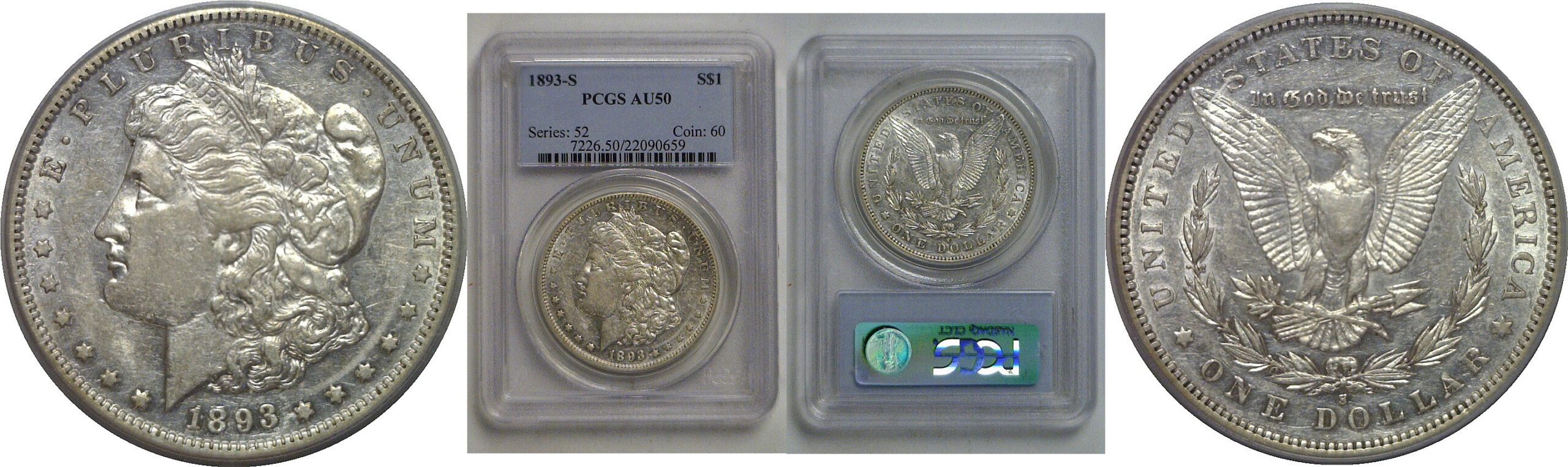 1893-S Morgan Dollar   PCGS AU-50