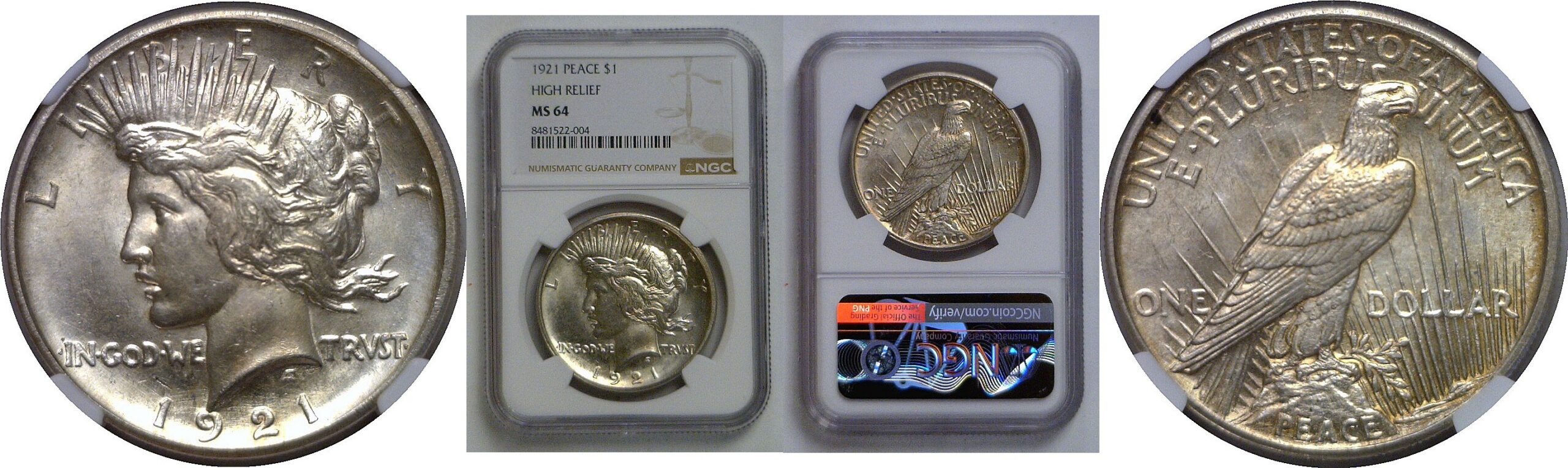 1921 Peace Dollar   NGC MS-64