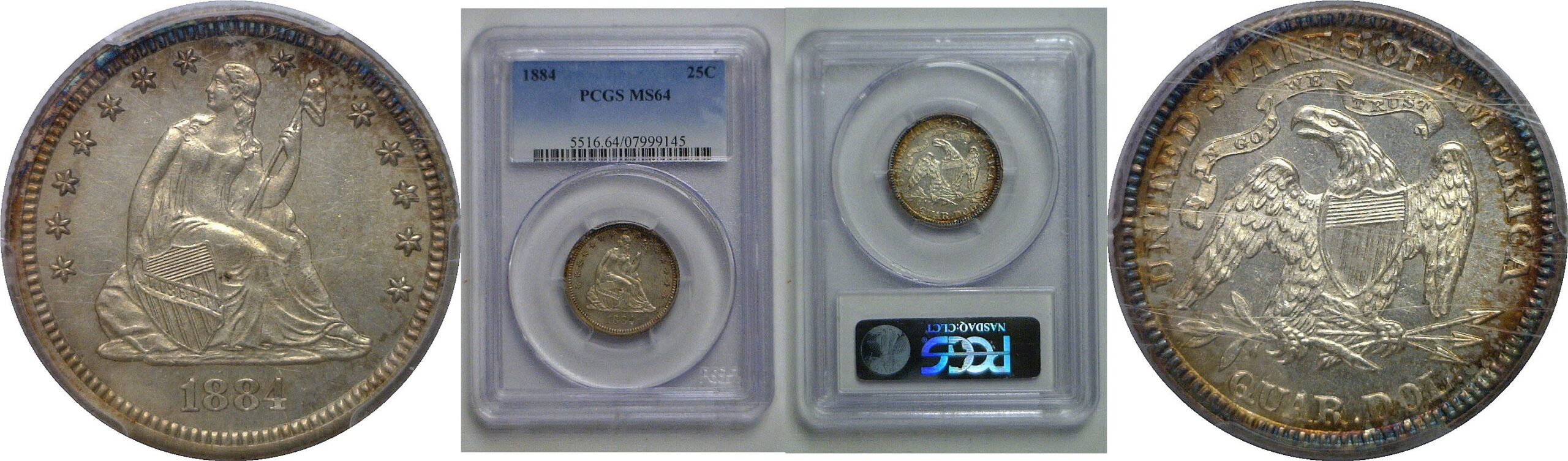 1884 Seated Liberty Quarter   PCGS MS-64