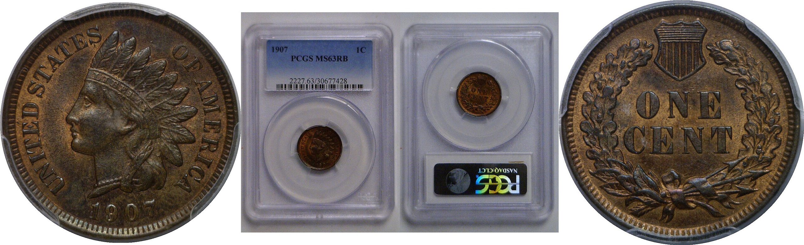 1907 Indian Head Cent   PCGS MS-63 RB