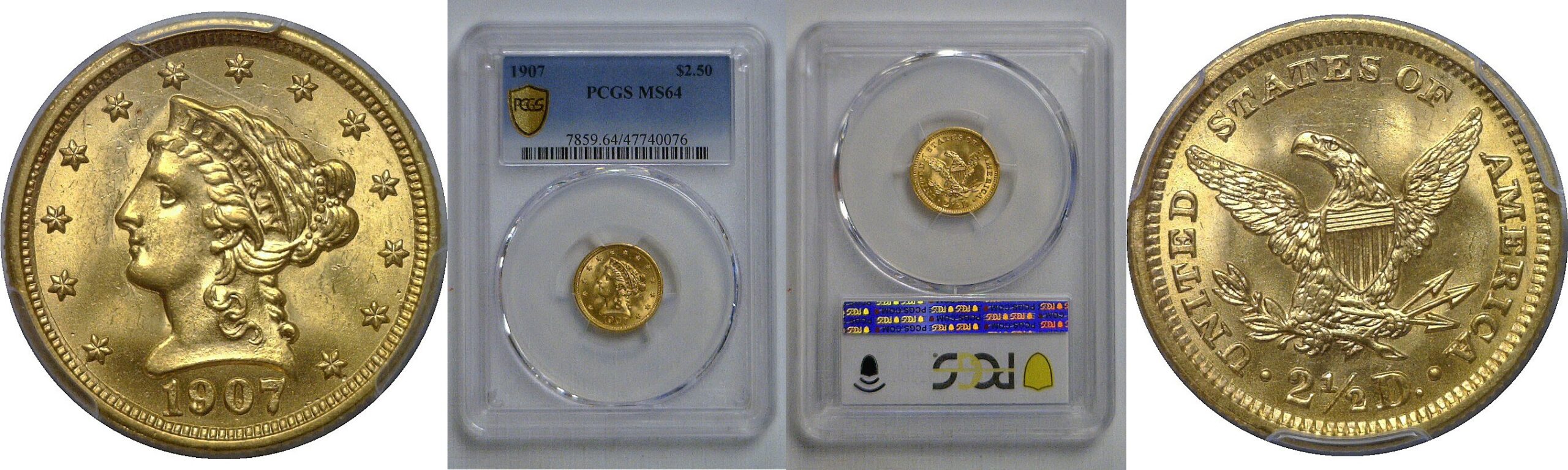 1907 $2 1/2 Liberty   PCGS MS-64