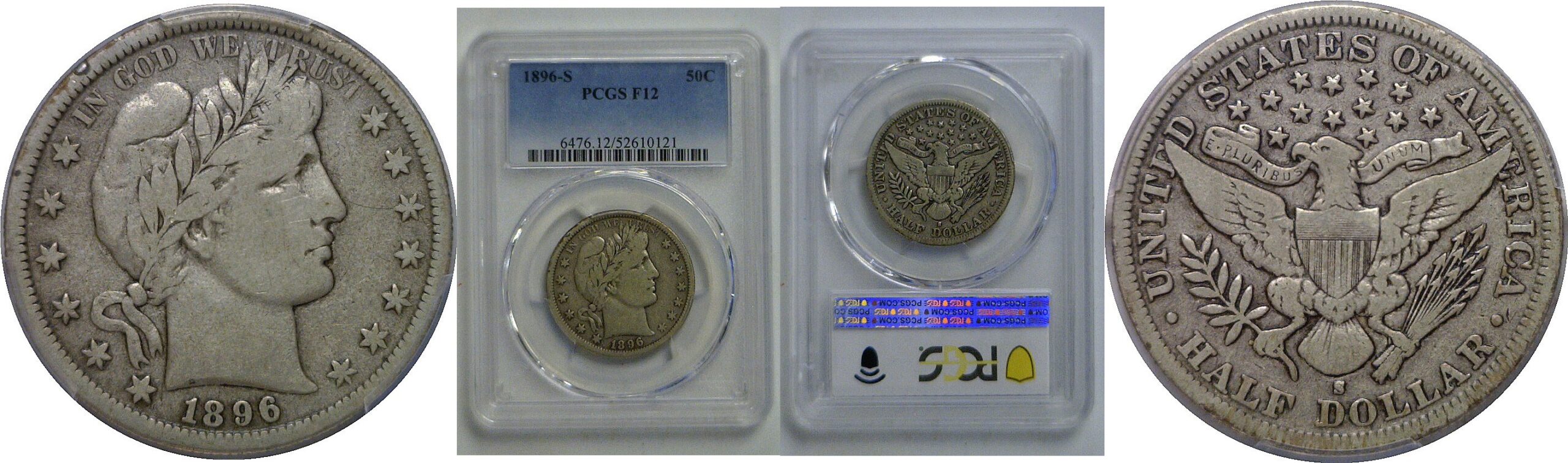 1896-S Barber Half Dollar   PCGS F-12