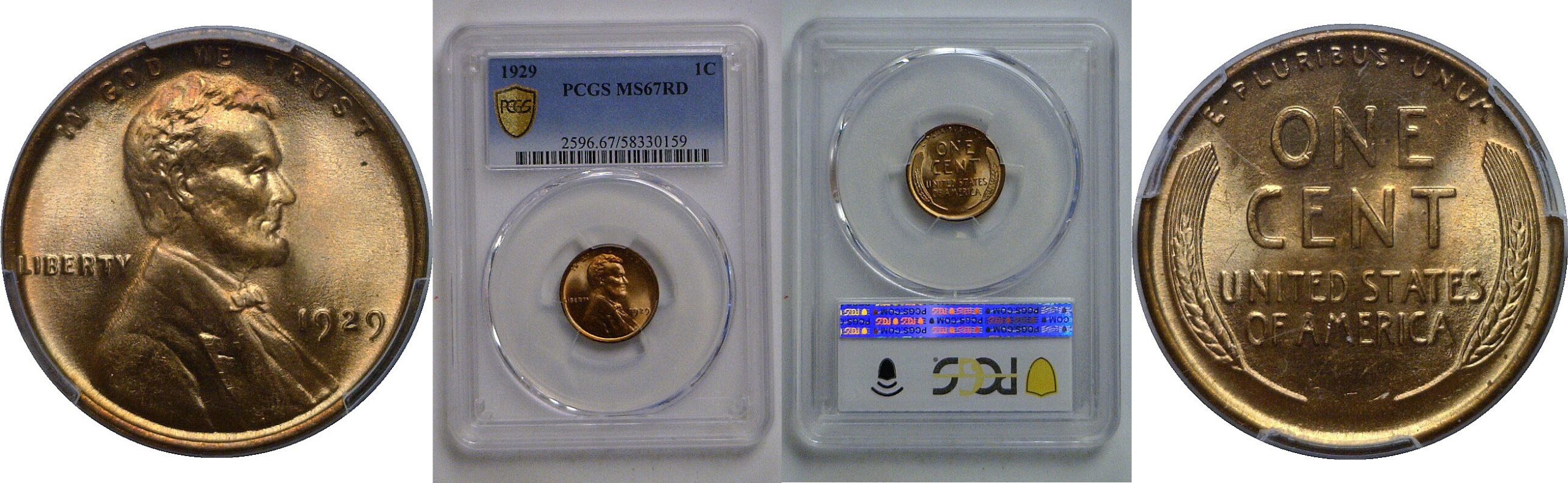 1929 Lincoln Cent   PCGS MS-67 RD