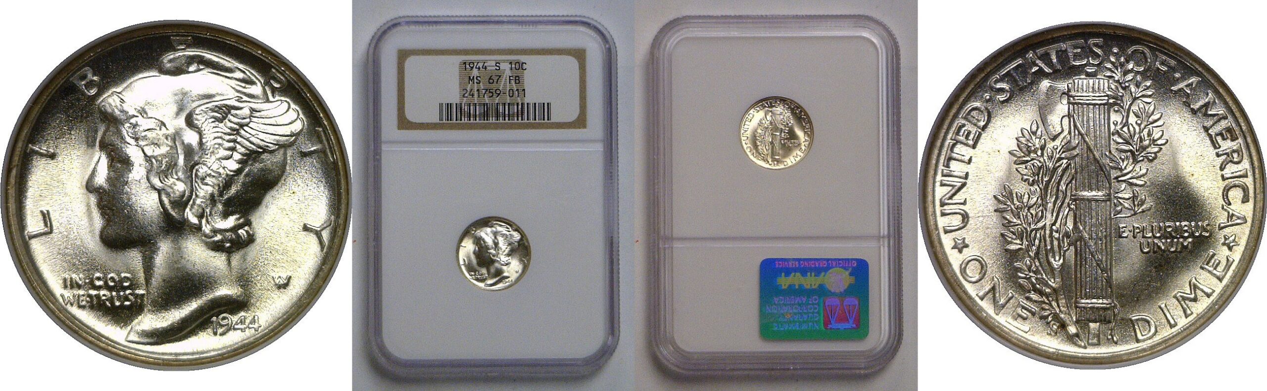 1944-S Mercury Dime   NGC MS-67 FB