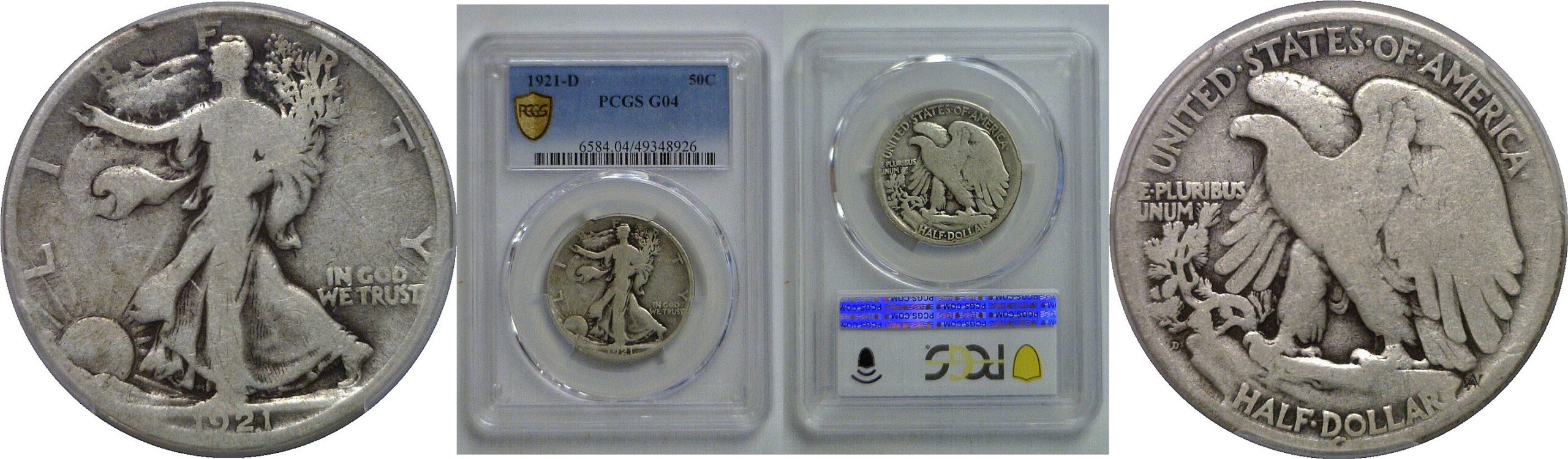 1921-D Walking Liberty Half Dollar   PCGS G-4