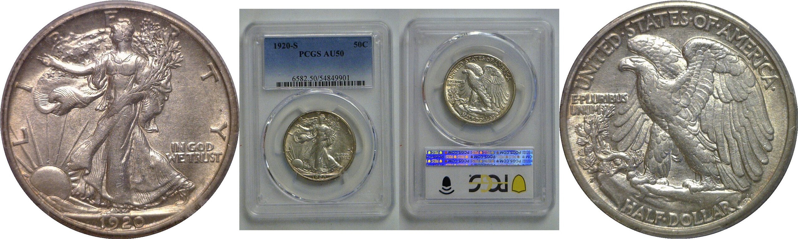1920-S Walking Liberty Half Dollar   PCGS AU-50