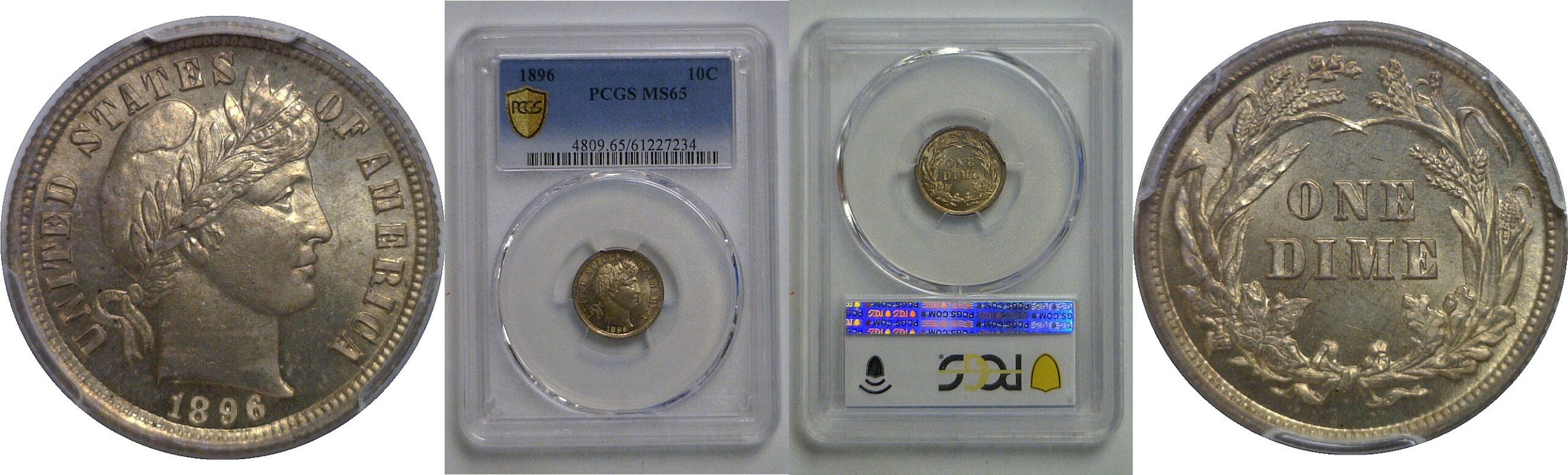 1896 Barber Dime   PCGS MS-65