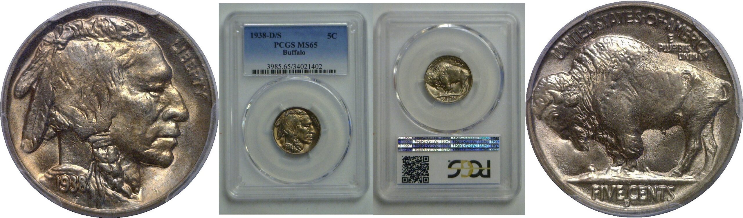 1938-D/S  Buffalo Nickel   PCGS MS-65